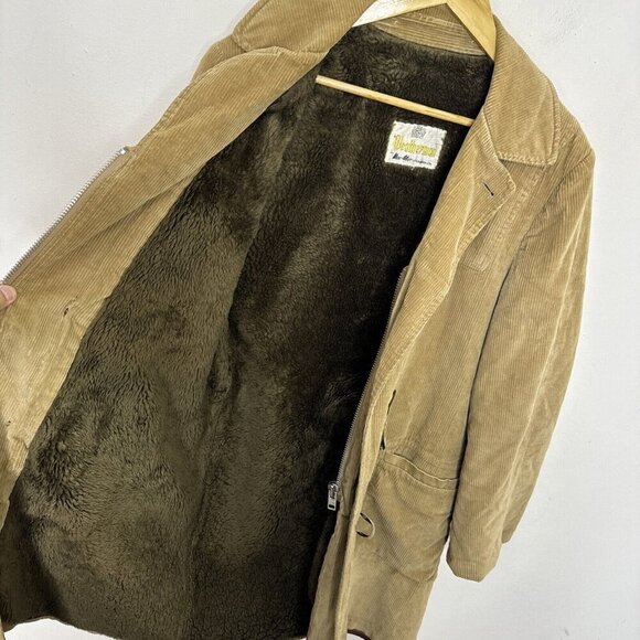 Vintage Mac Mor Weatherman Men 42 M Duffle Corduroy Coat 80s Sherpa Lined Toggle - Picture 9 of 9